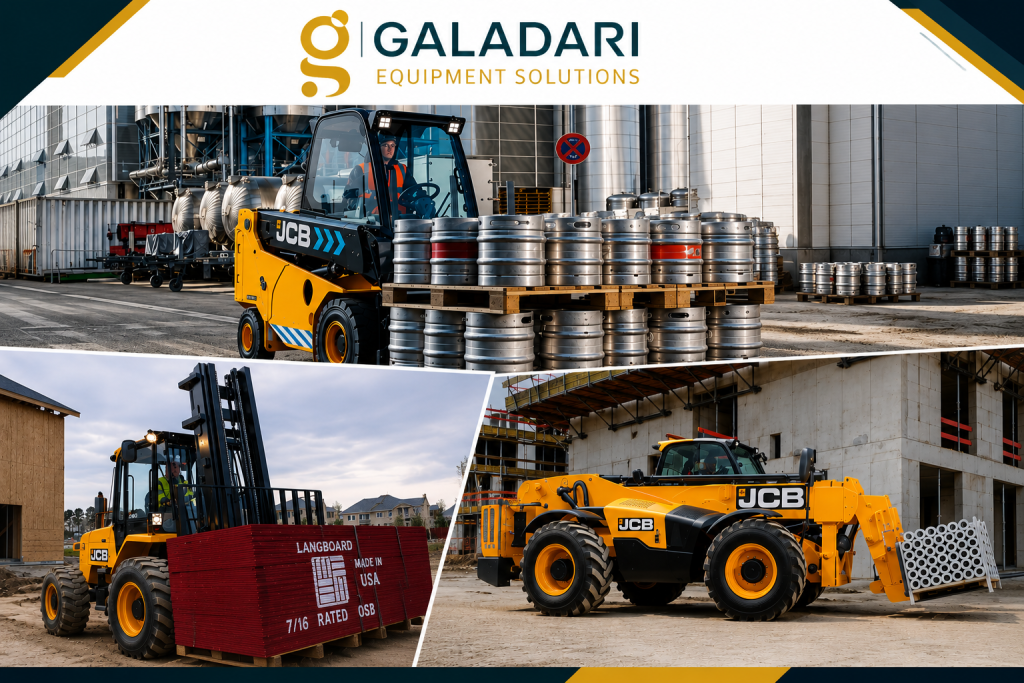 electric forklift truck, JCB forklift, diesel forklift, rough terrain forklift and Teletruks equipment for industrial material handling.